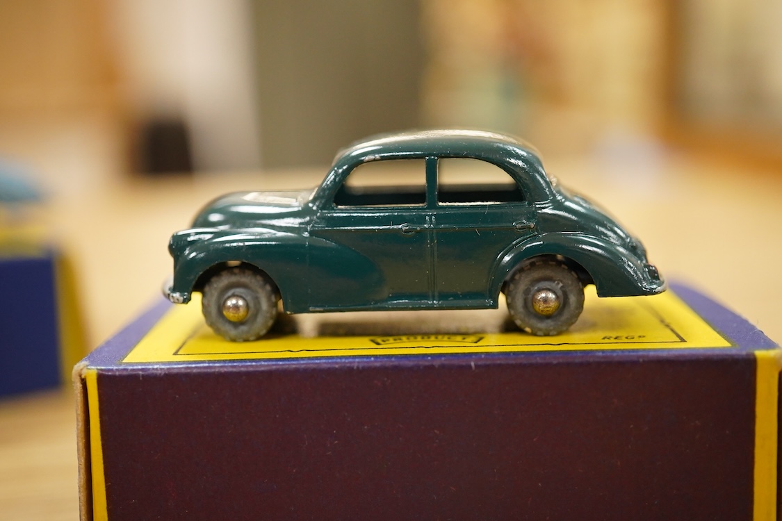 Ten boxed Matchbox Series 1-75 regular wheels vehicles; 24; Hydraulic Excavator (tape damage to one end of the box), 30; Ford Prefect, 32; Jaguar XK140, 33; Ford Zodiac, 36; Austin A50, Cambridge, 39; Ford Zodiac convert